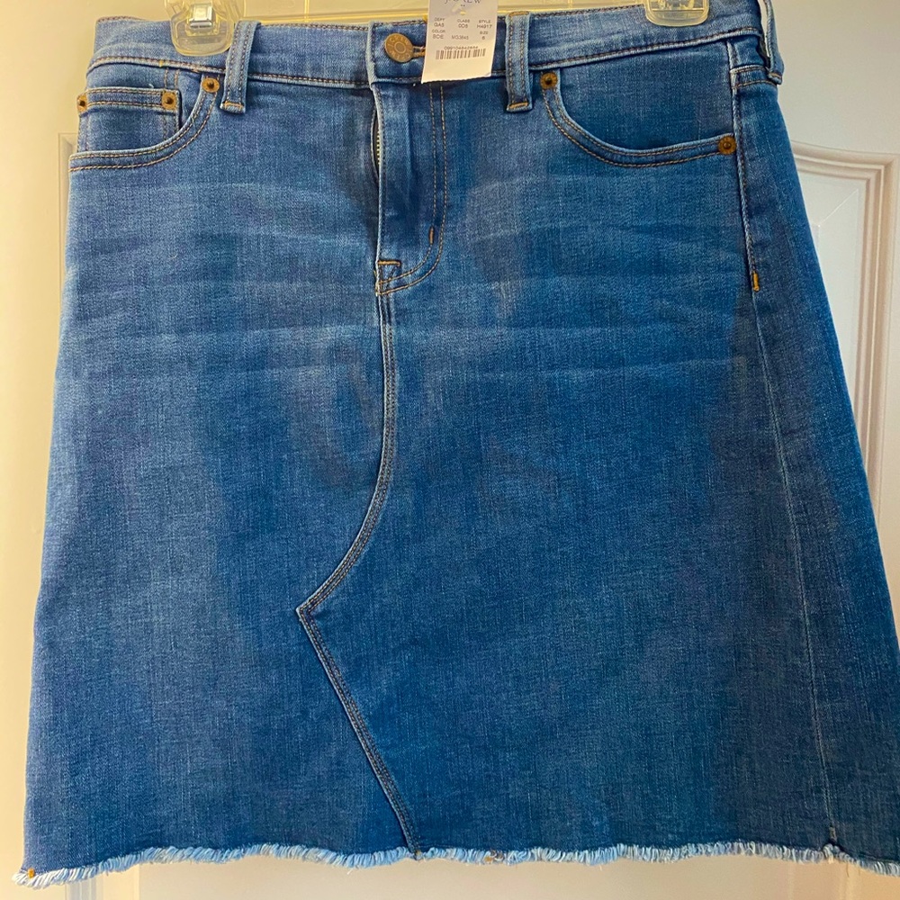 NWT J. Crew Raw Hem Denim Jeans Skirt Size 6